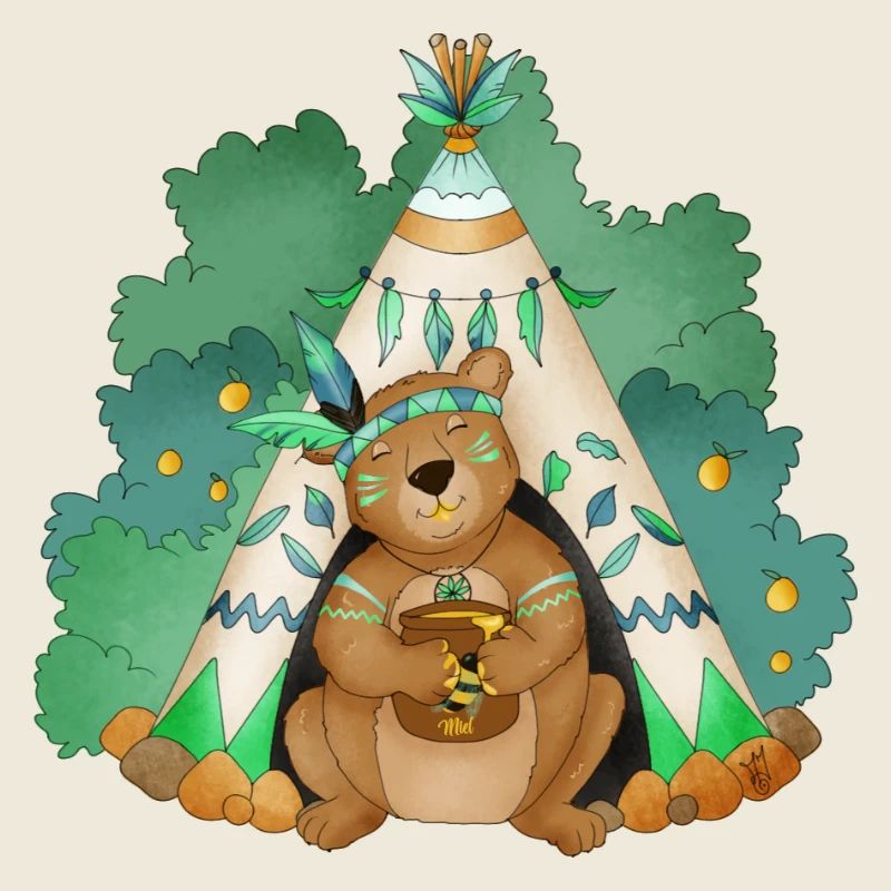 ours devant son tipi