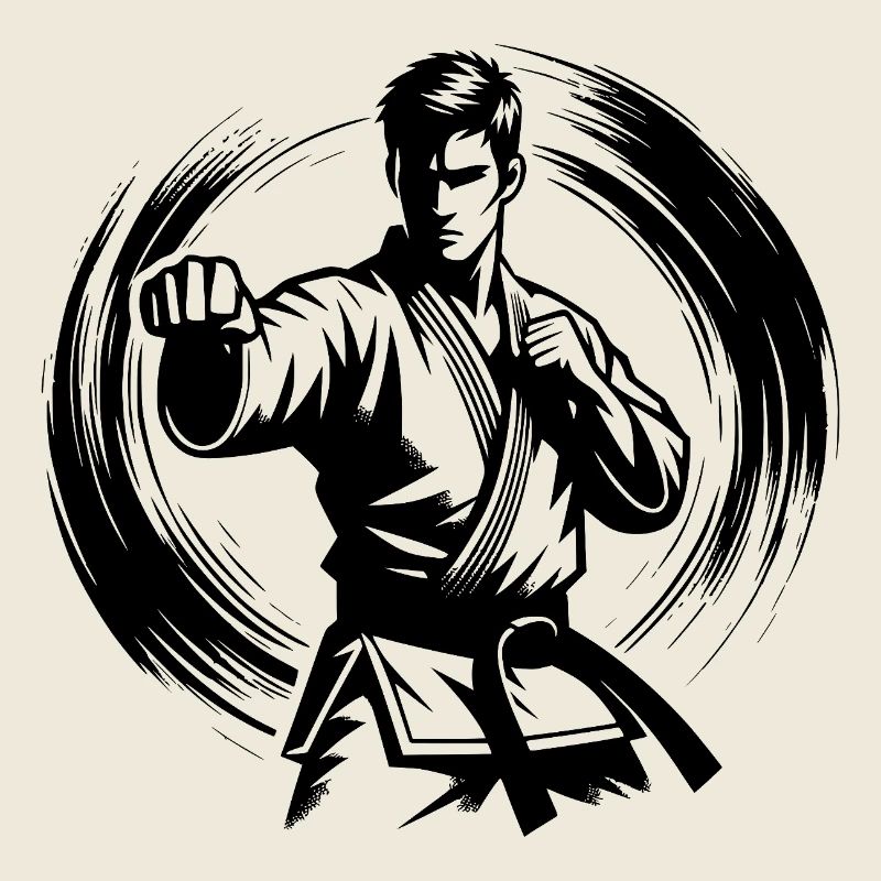 Dynamische Kampfpose Perfekte Karate Silhouette