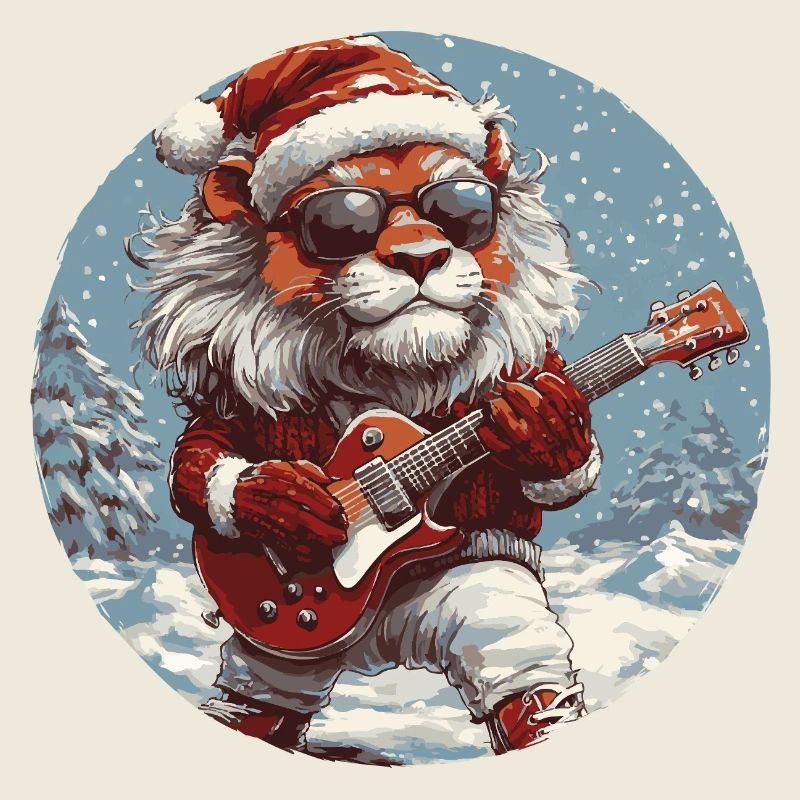 Lion Christmas Guitar