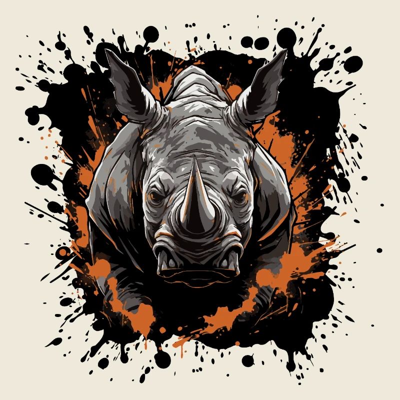Éclaboussure de couleur animale rhinocéros
