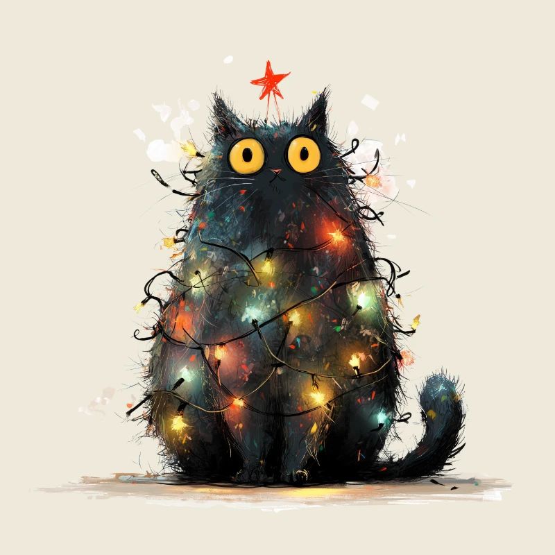 Chat de Noël Chat Noir comme Sapin de Noël