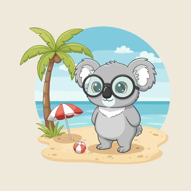 Vacances d’été sur la plage du Koala mignon avec des lunettes