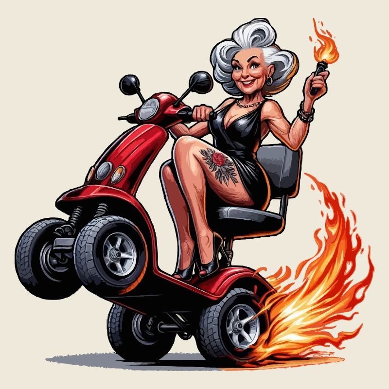 Tattoo granny on mobility scooter
