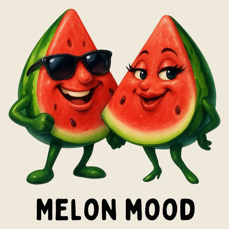 Humeur du melon : Duo pastèques heureux