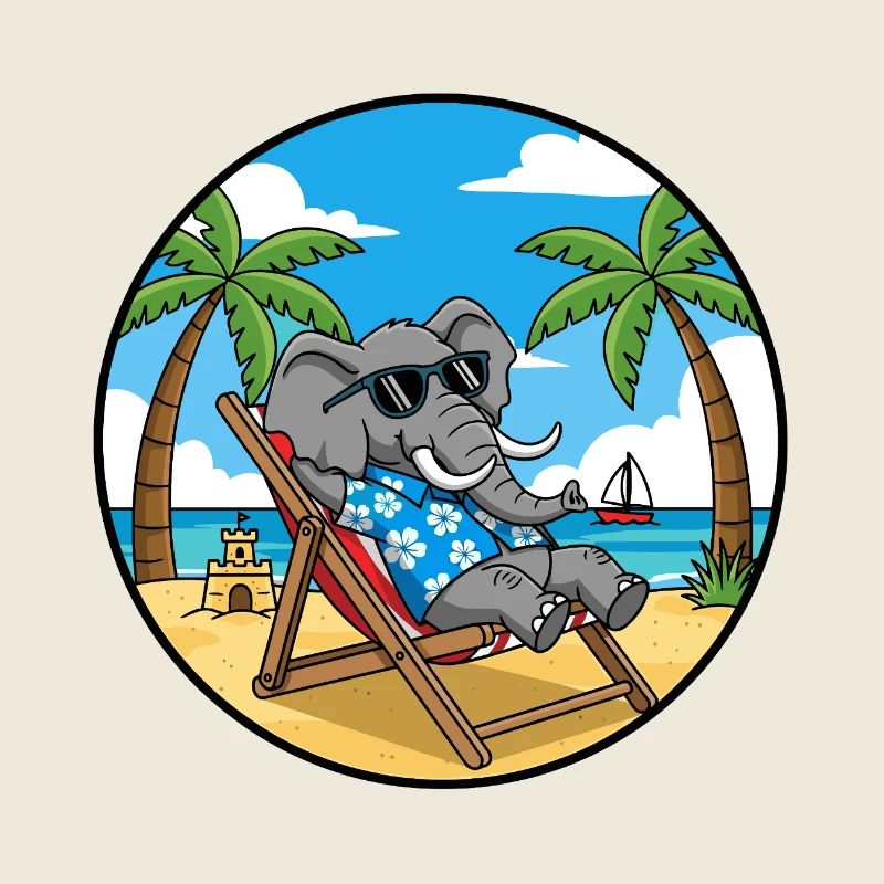 Ambiance estive de vacances à la plage des éléphants