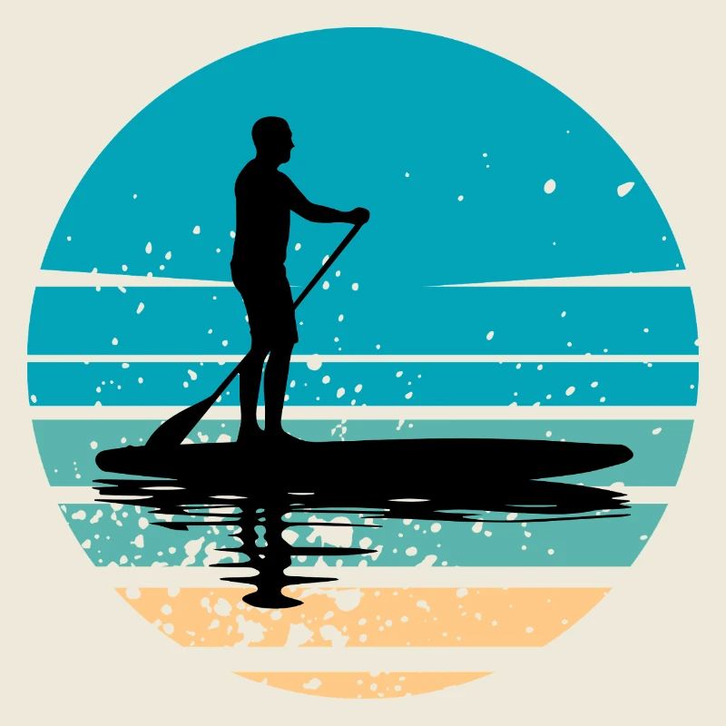 Paddleboard mit maritimer Atmosphäre im Retro-Stil