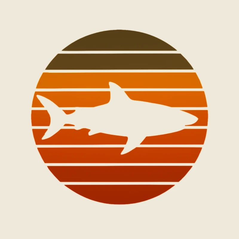 Silhouette du requin couchant de soleil