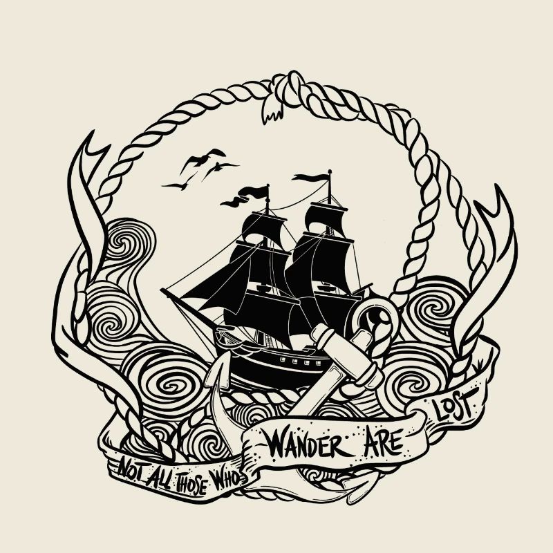Pirate ship in a rope circle