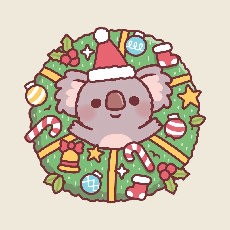 Süßer Koalabär im Weihnachtskranz