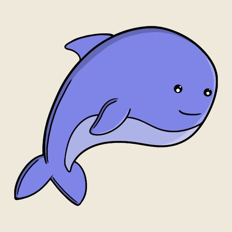 Süßer blauer Fisch-Kawaii-Delfin- oder Schweinswal-Cartoon