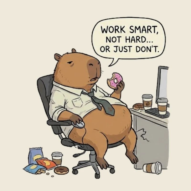 Capybara beaver at work: Lazy instead of work