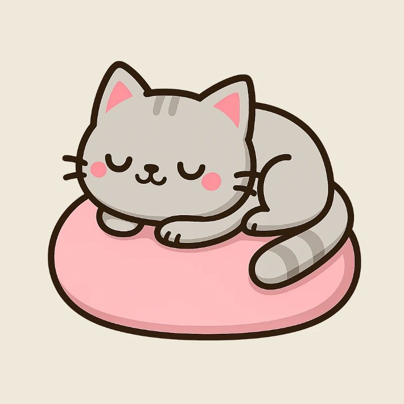 Sweet Cat on Pink Cushion