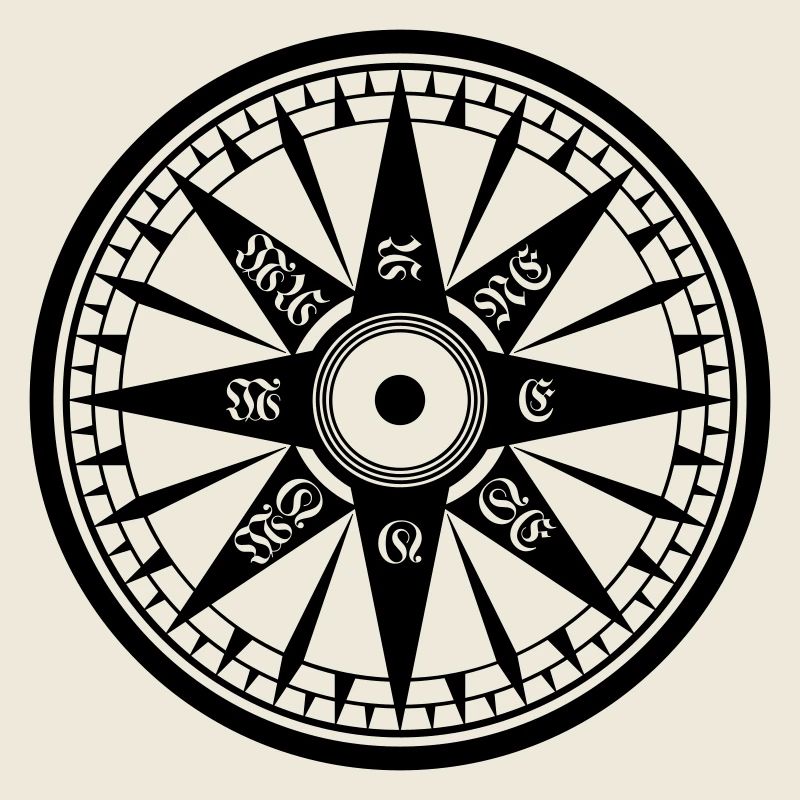 Kompass / Compass – Windrose, Schiffskompass