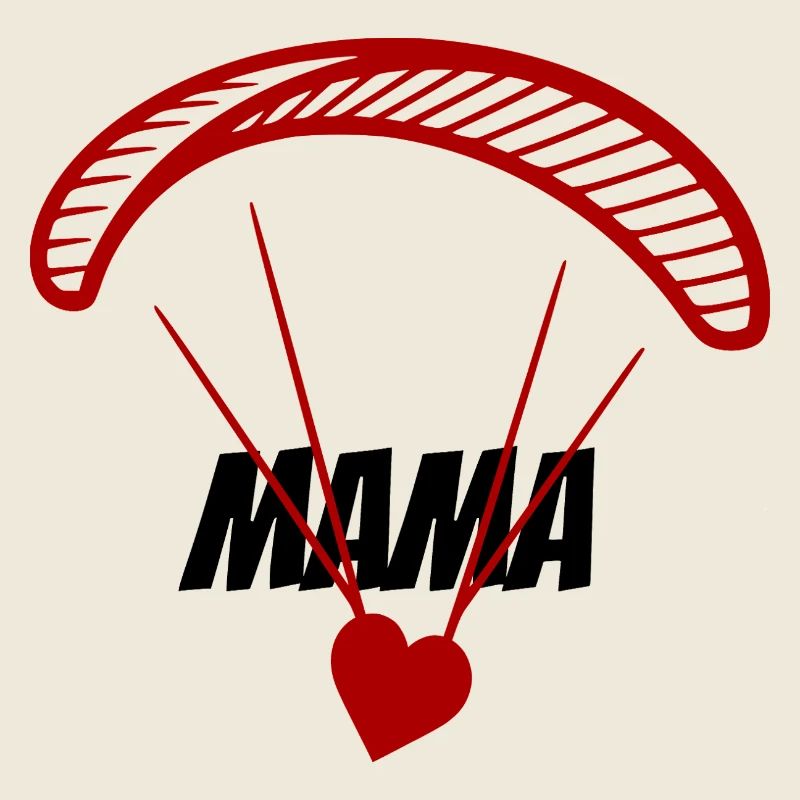 Paraglider with mom writing and heart