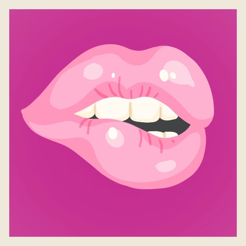 Glänzender pinker Lippenbiss auf Magenta