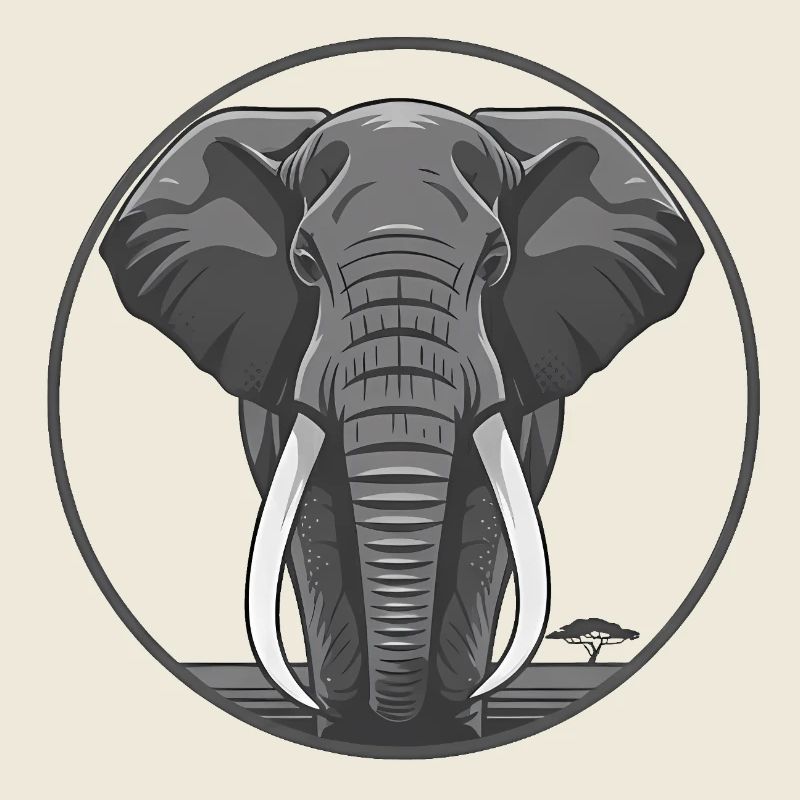 Elephantenkopf Circle Grafik