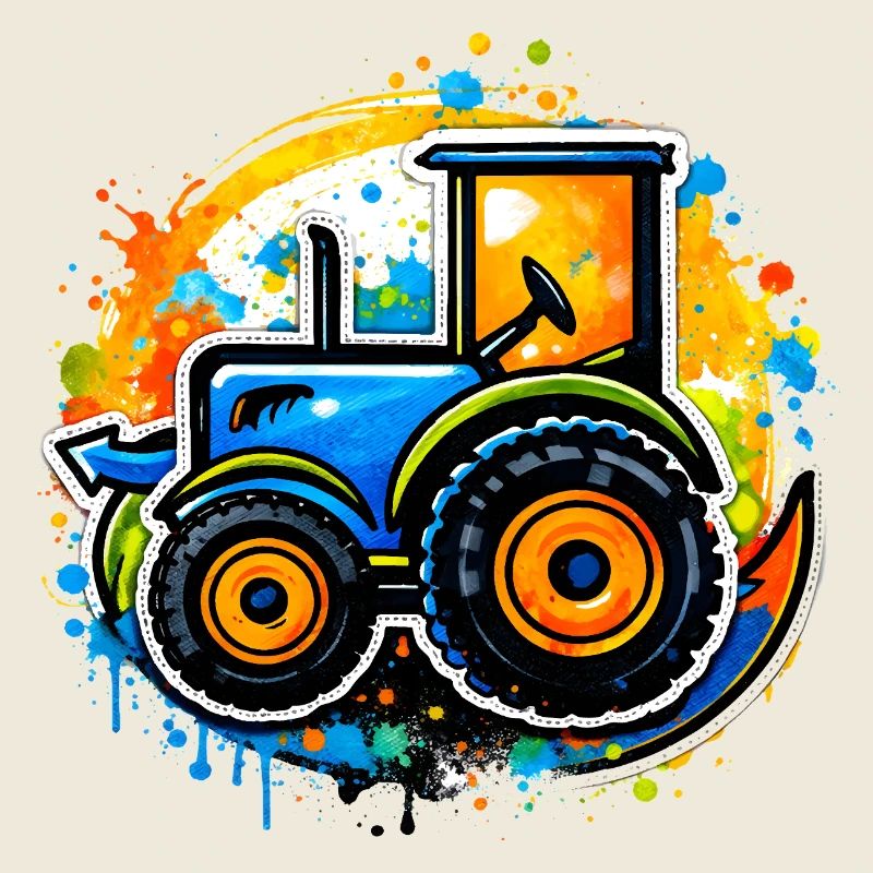 Bunter Traktor im Graffiti-Stil  
