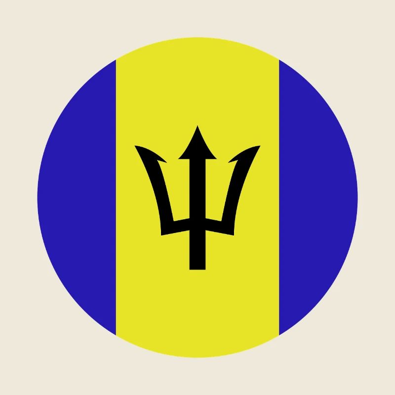 Drapeau rond de la Barbade