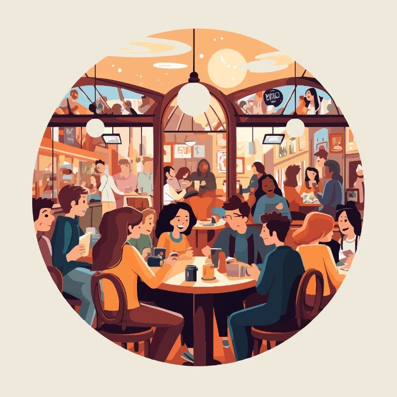 Cafe Gespräche im Abendlicht