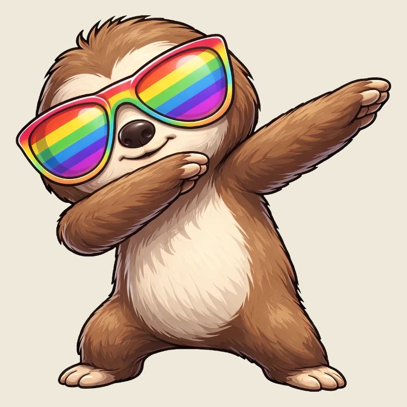 Süßer Faultier Cartoon Dab Regenbogen Sommer Cool