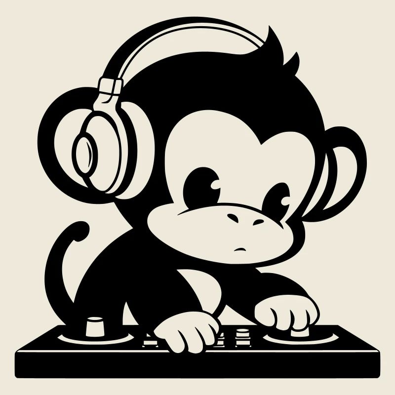 DJ monkey with headphones