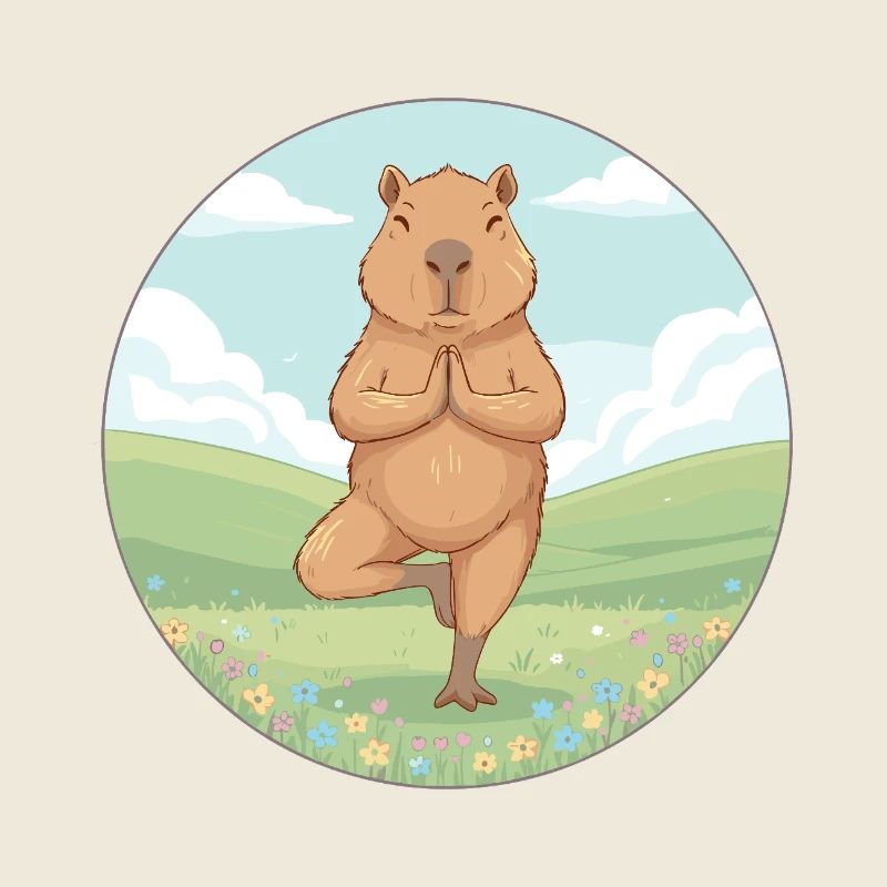 Yoga Capybara Rodent Doing Tree Pose