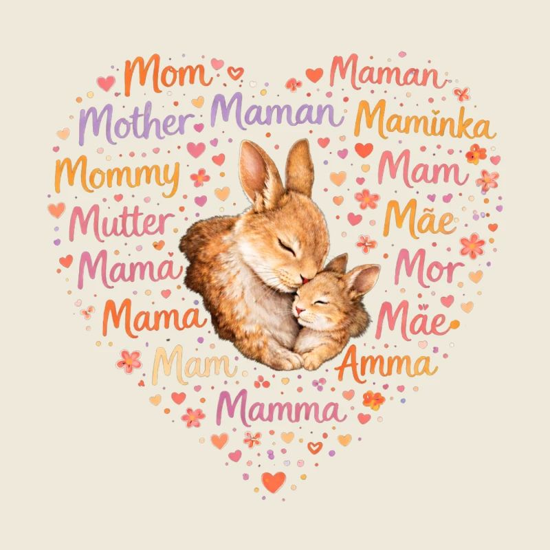 Kaninchen Mama Herz – Muttertag Geschenk