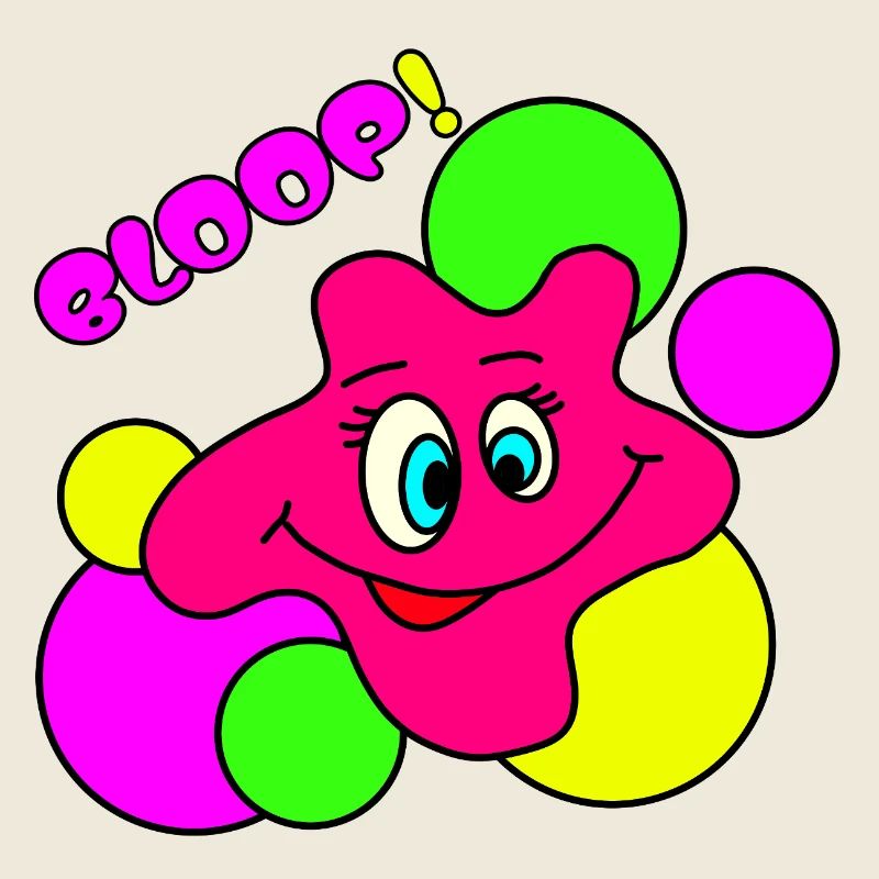 BLOOP! Lustiger Neon Pop-Art Klecks-Charakter