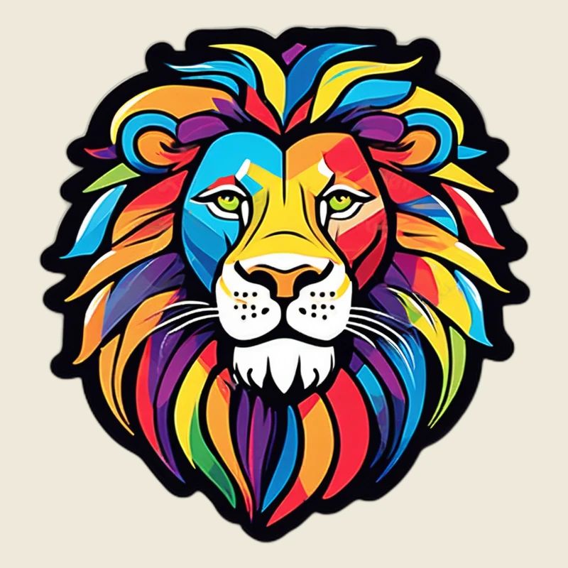 Lion éclatant arc-en-ciel