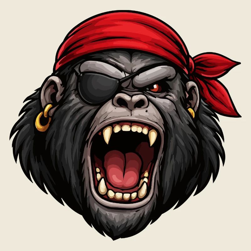 Pirate gorilla with eye patch