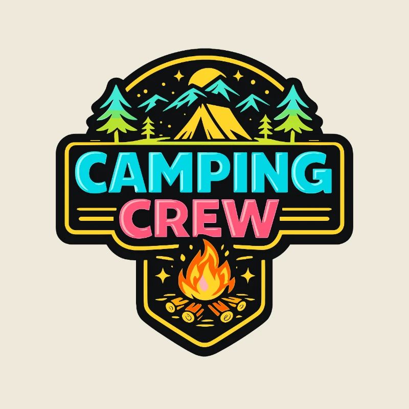 Badge néon de l’équipe de camping