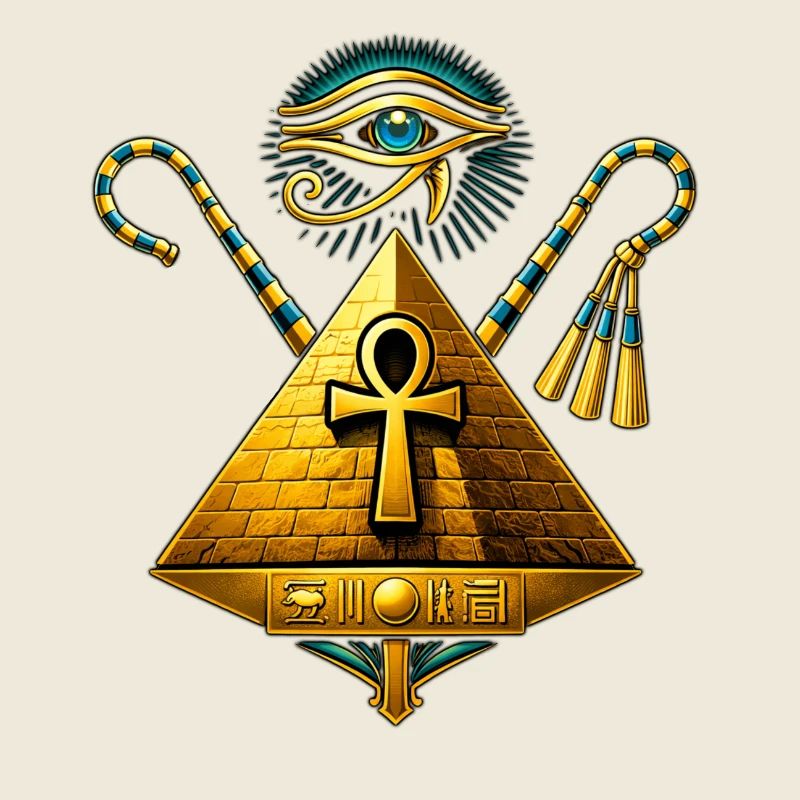 Pyramide Ankh et Œil d'Horus Doré