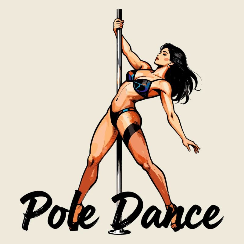 Pole Dance Silhouette – Elegant Pin-Up Art