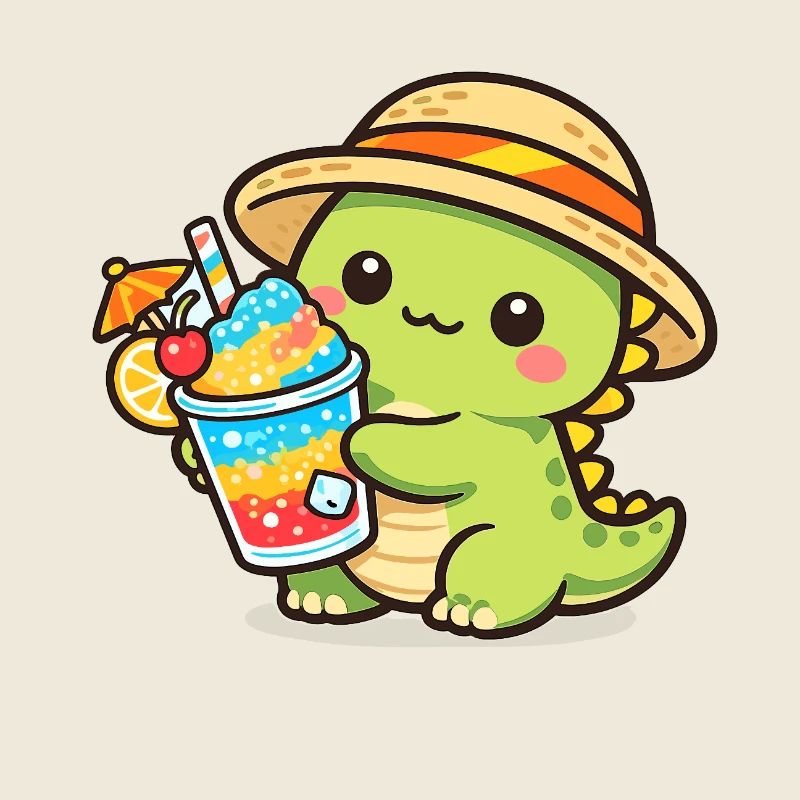 Summer dinosaur with cocktail