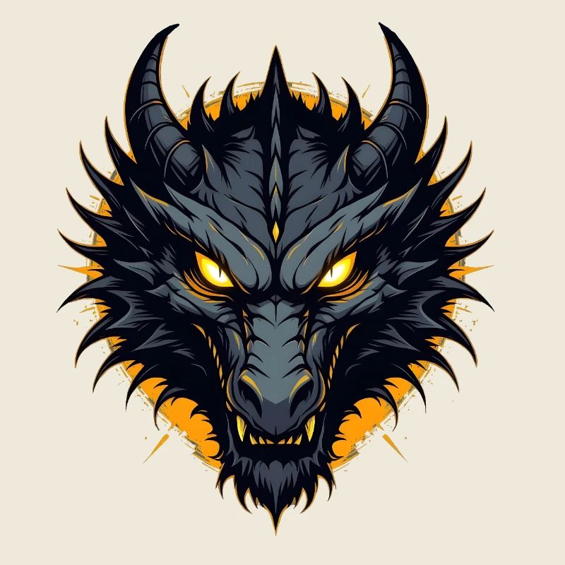 Schwarzer Drache Drachenkopf