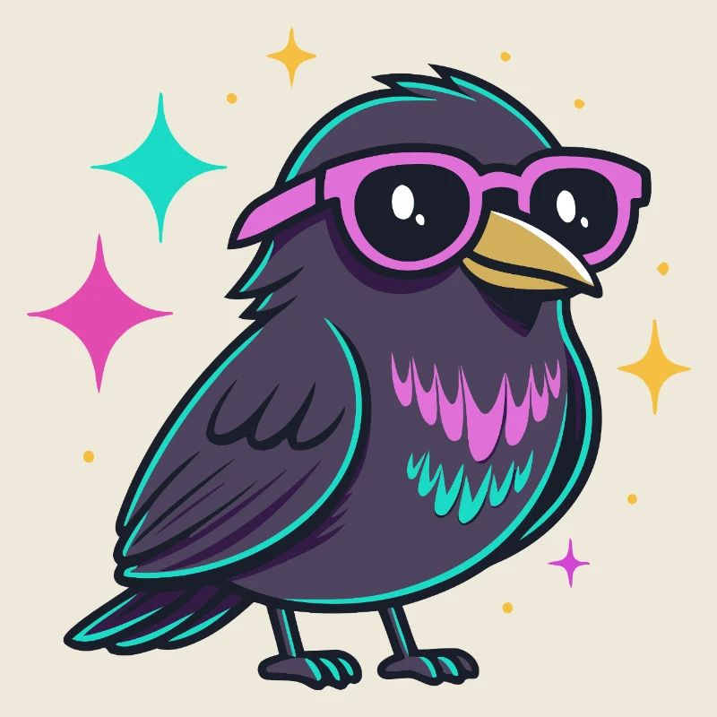 Vogel-Neon-Hipster mit Brille