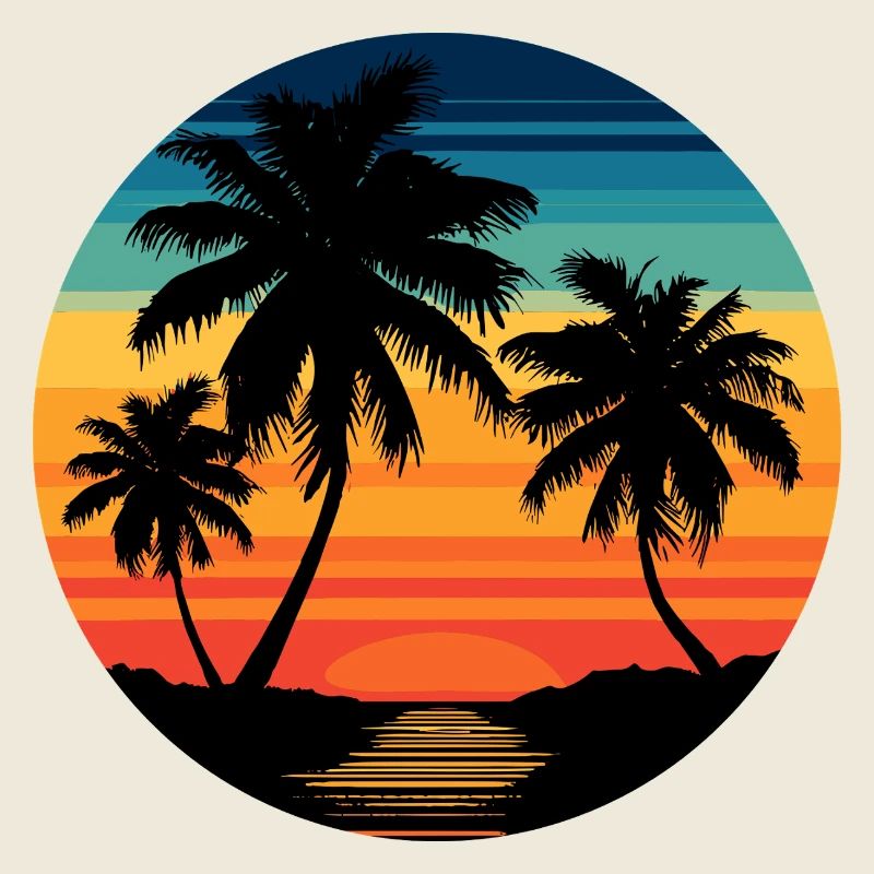 Tropical sunset with palm trees