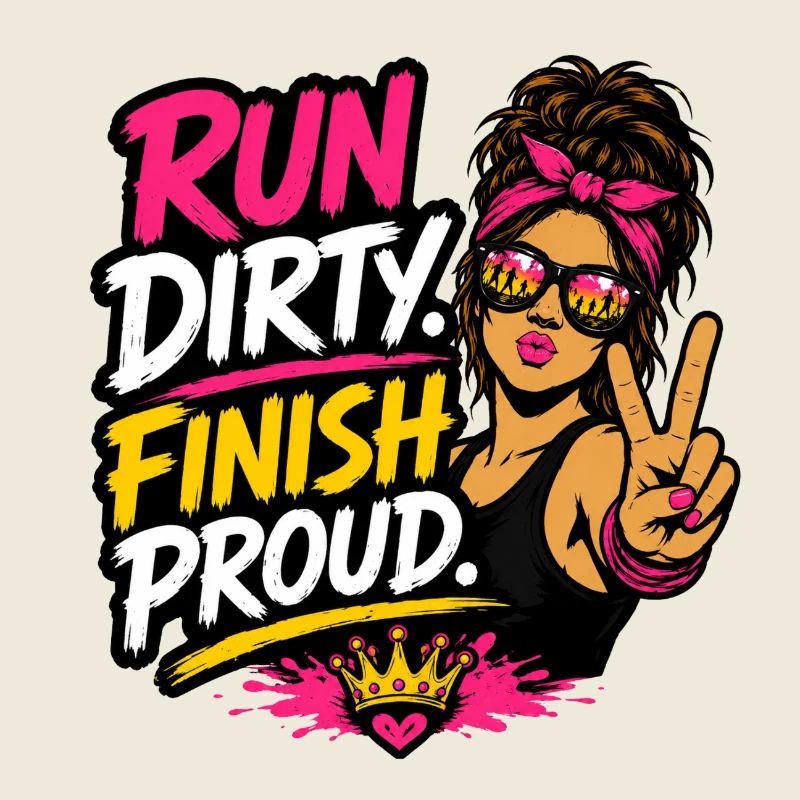 Design de la Coureuse Coureuse Fier de Run Finish Run Dirty