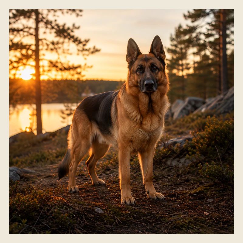 German Shepherd Dog at Sunset