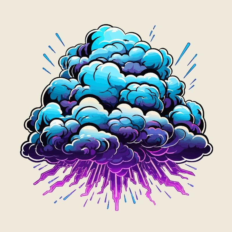 Blue Cloud Pop Explosion de néon