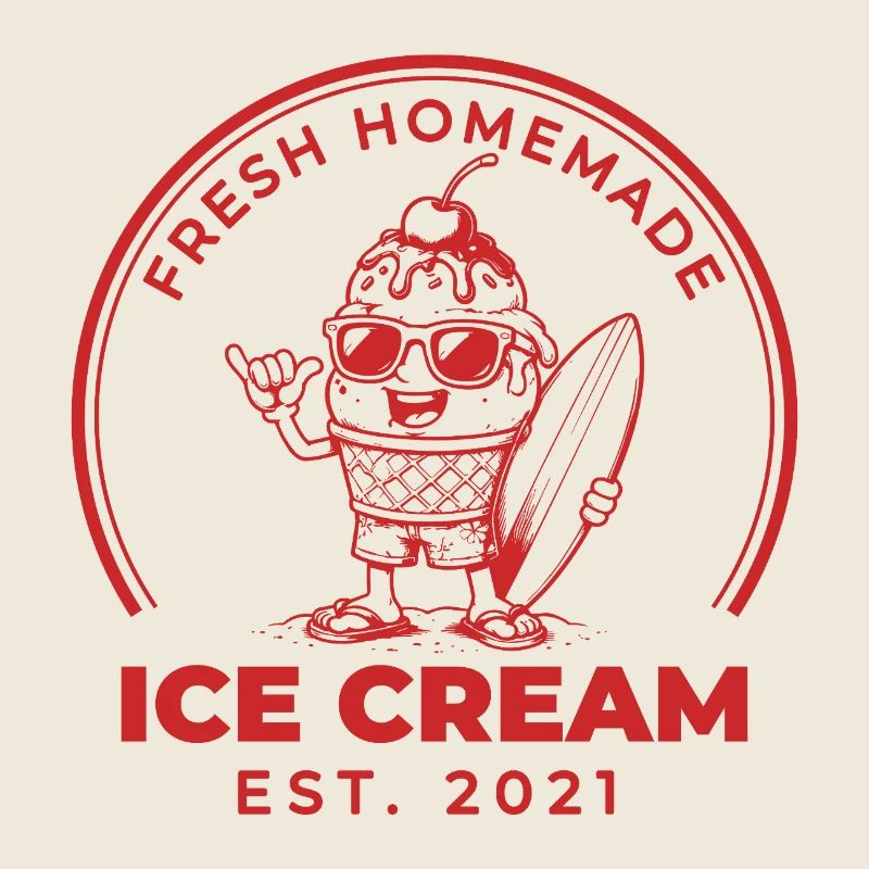 Fresh Homemade Eiscreme Surfer Style