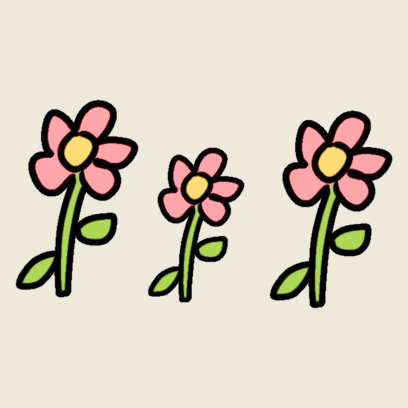 Trois Fleurs Plantes Fleur Symbole Rose