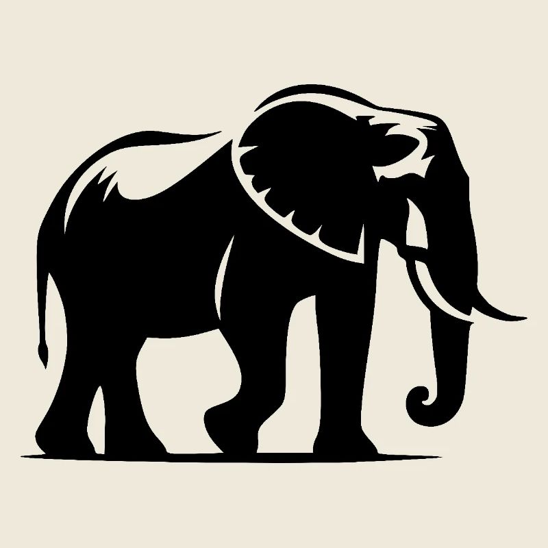 Portrait de silhouette d’éléphant avec défenses