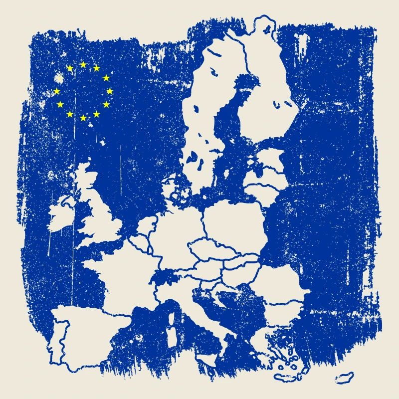 Blue Europe Map Silhouette