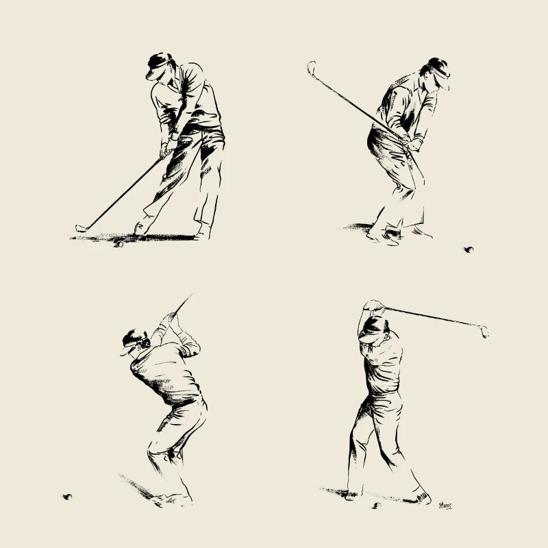 Illustration de 4 joueurs de golf.