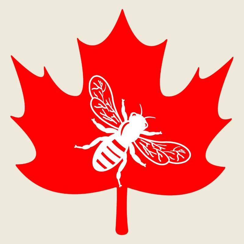 Canada white bee in maple leaf beekeeper logo