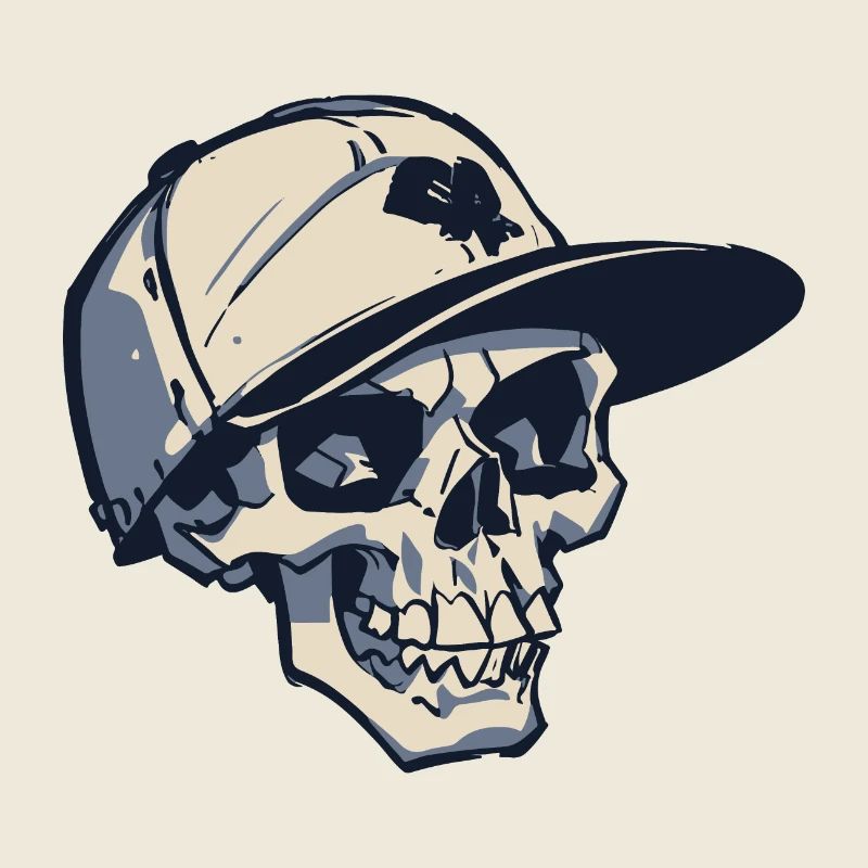 Skull with Snapback Hat