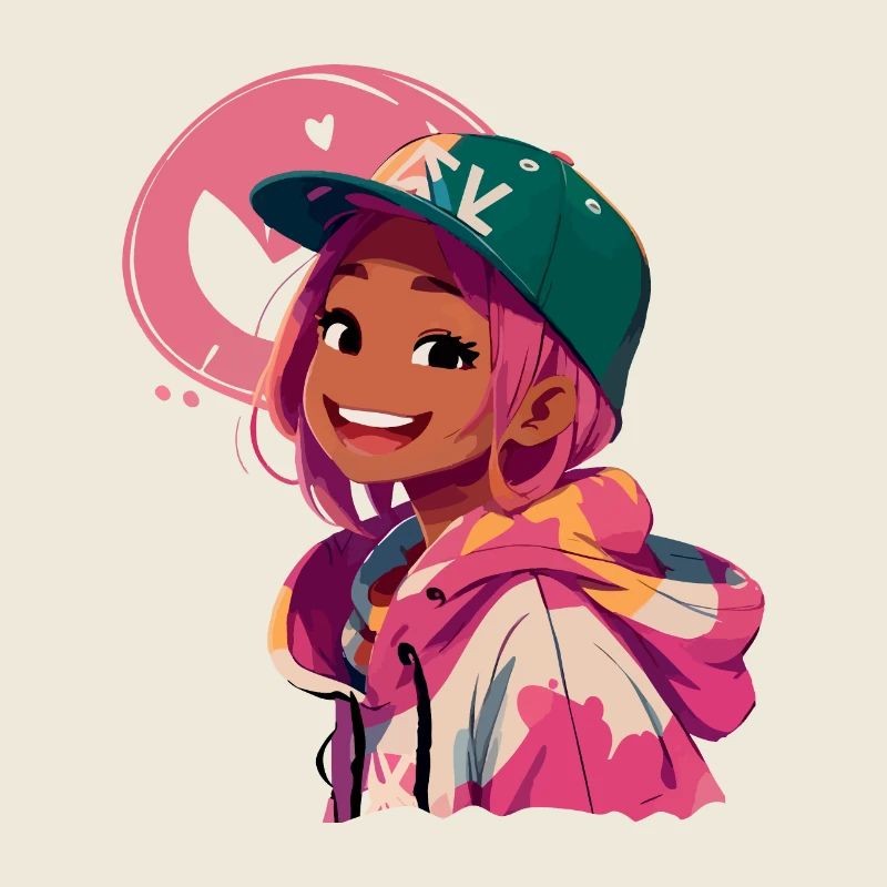 Schwarzes Mädchen im Kapuzenpullover (rosa)