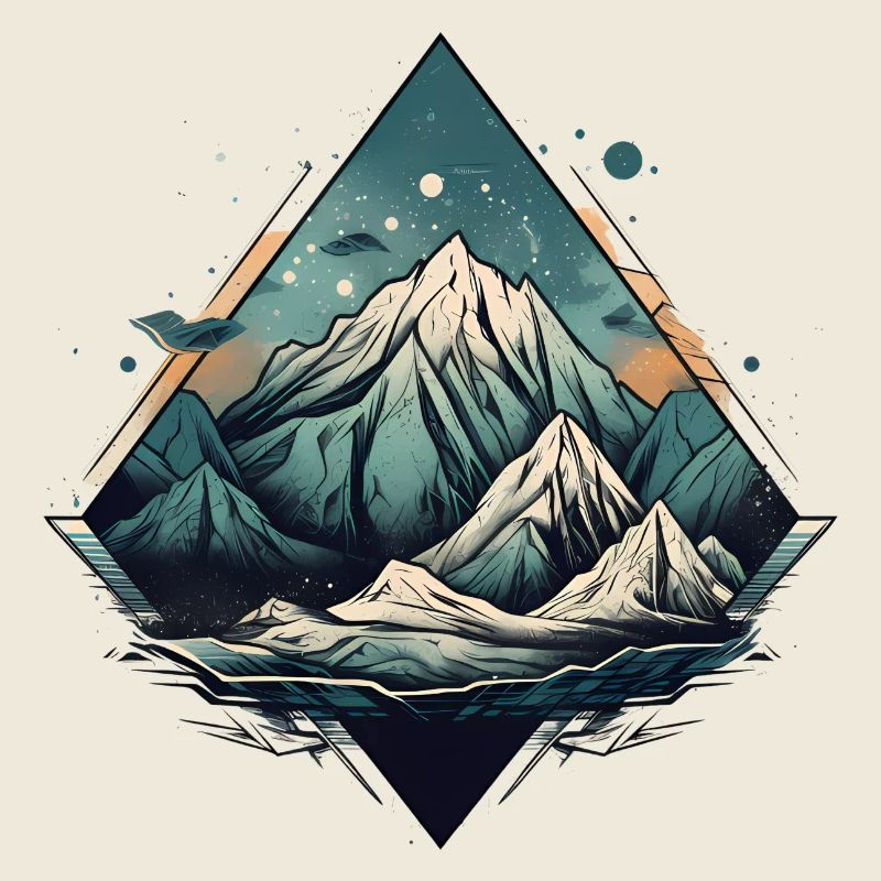 Mountain landscape with starry sky
