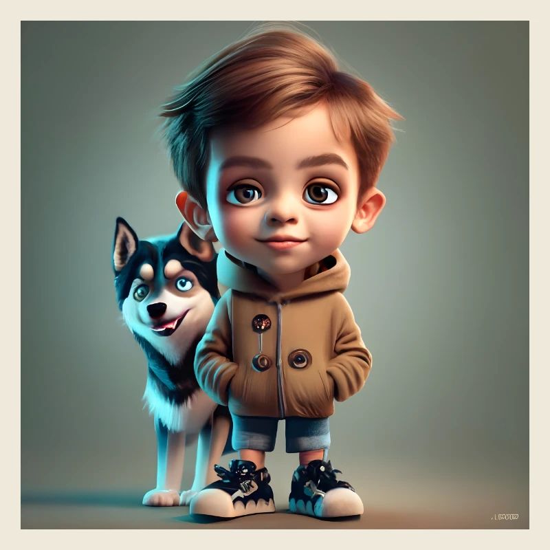 garçon avec chien